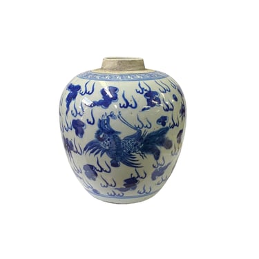 Oriental Handpaint Birds Small Blue White Porcelain Ginger Jar ws2308E 