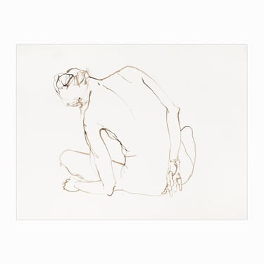 1980s John Tuska Nude Model Ink Drawing Figural Woman 