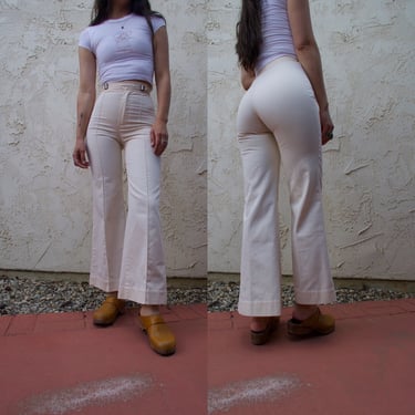 Vintage 70's Dittos High Waisted  Cream Bell Bottom Pants 