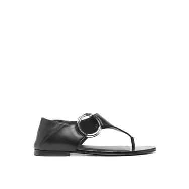 Saint Laurent Ring Leather Flat Sandals Women