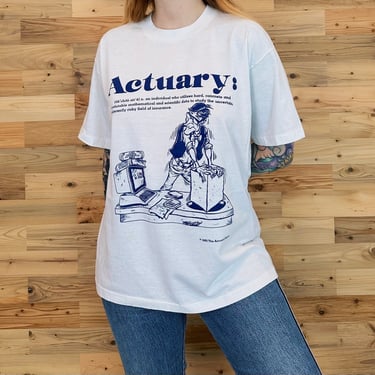 80's Vintage Funny Actuary Cartoon Tee Shirt T-Shirt 