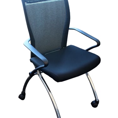 Contemporary Modern Mesh and Chrome Mayline Valore Stackable Side Office Chairs 