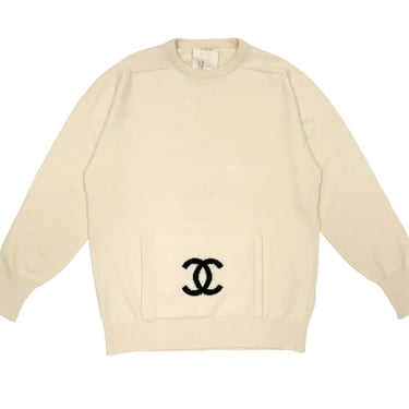 Chanel Beige Cashmere Logo Pullover