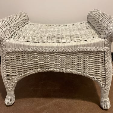 White Wicker Bench
