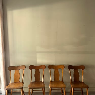 Pine dining chairs. Sold in pairs.