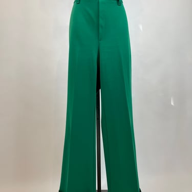 1970s Wide Leg Green Polyester Trouser 
