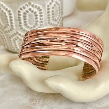 Copper Cuff Bracelet, Brutalist, Abstract Sculpted Design 