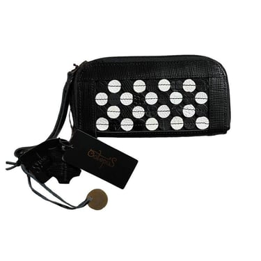 NWT Octopus Handbags Handmade Black White Leather Polka Dot Zip Wristlet Wallet 