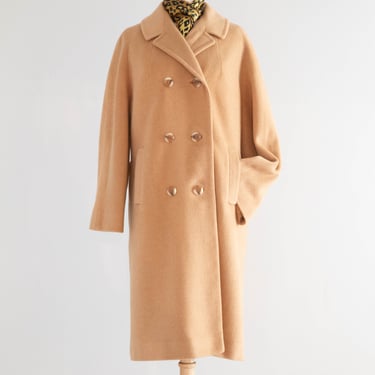 Impeccable 1960's Camel Hair Longline Ladies Coat / ML