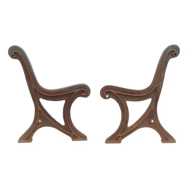 French Antique Embossed Cast Iron Park Bench Support Legs
