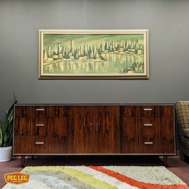 Danish Modern rosewood and chrome credenza by Falster