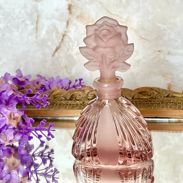 Cut Glass Perfume Bottle, Faceted, Dresser, Vanity, Mid Century Vintage 