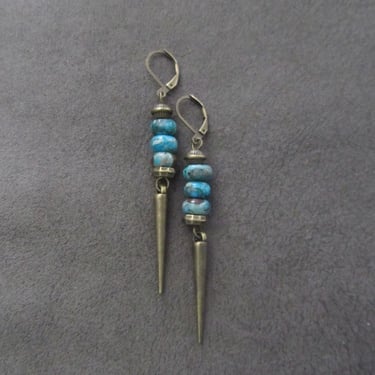 Imperial sediment jasper earrings, blue bronze 