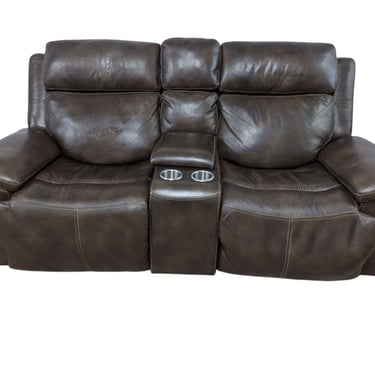 Leather Electric Double Recliners with Cup Holders