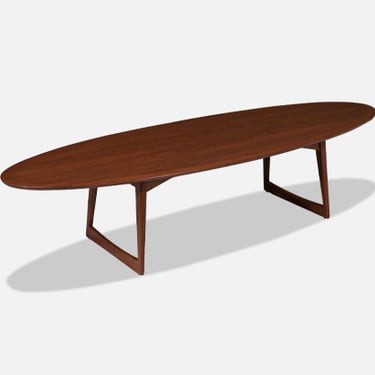 Danish Modern Walnut Surfboard Style Coffee Table by Moreddi