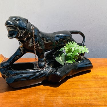 Black Ceramic Panther Sculpture