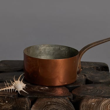 Deep French Copper Saucepan with Iron Handles