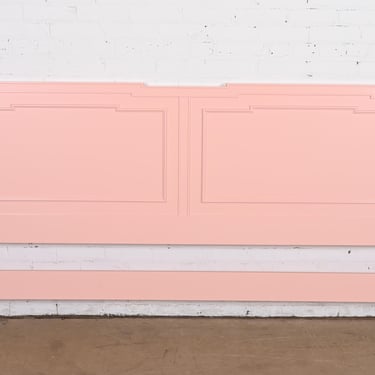 John Widdicomb French Regency Louis XVI Pink Lacquered King Size Headboard, Newly Refinished