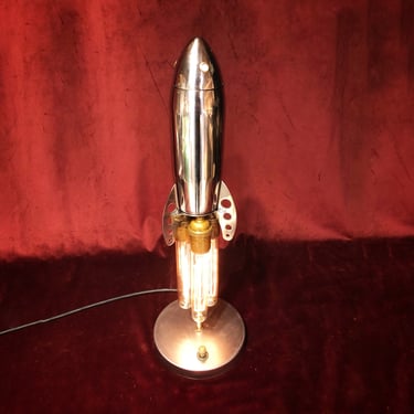 Illuminated Silver Spaceship Rocket 