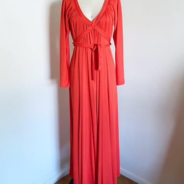 70's Victor Costa Red Gown, Trapeze Style 