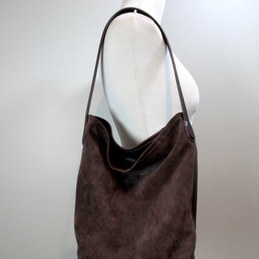 NEW J Crew Dark Brown Leather & Suede Berkeley Bucket Bag Large Hobo Slouch Shoulder Tote Oversized Shopper Purse Carryall Handbag NWT 