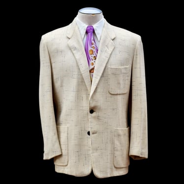 Wonderful 1950s Off White Atomic Fleck Wool Sport Coat 