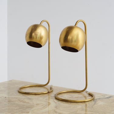 Brass Globe Table Lamp, 1970s 