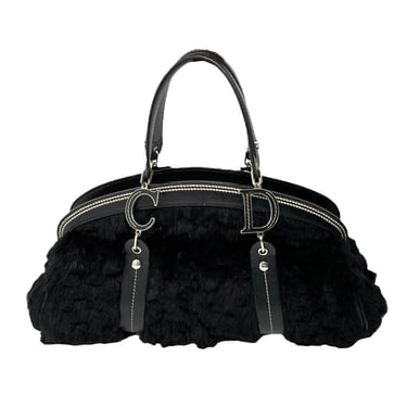 Dior Black Fur Logo Shoulder Bag