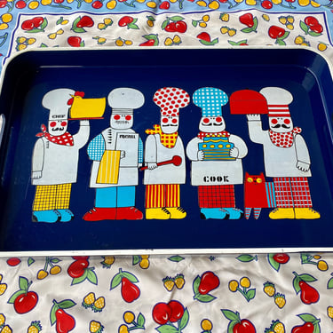 Vintage Lord & Taylor Lacquered 19" Serving Tray with Chef's Motif 