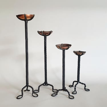 IRON + COPPER CANDLEHOLDERS - S/4 