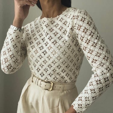 vintage intricate cotton crochet pullover 
