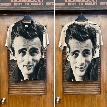 Vintage 1990’s James Dean Photoprint AOP All Over Print Cotton Tee Shirt, Size Large, Two-Sided, 90’s T-Shirt, Vintage Clothing 