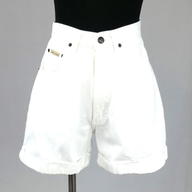 90s Cuffed White Jean Shorts - 25