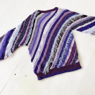 1990s Striped Purple Mixed Media Sweater 