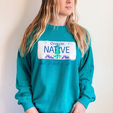 Vintage 90's Oregon Native License Plate Sweatshirt 