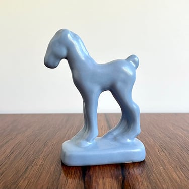 Caliente Pottery by Haldeman Matte Blue Toy Horse / Pony Pottery Figurine #317 