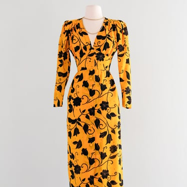 Stunning 1980's Marigold Floral Dress by Emanuel Ungaro  / S