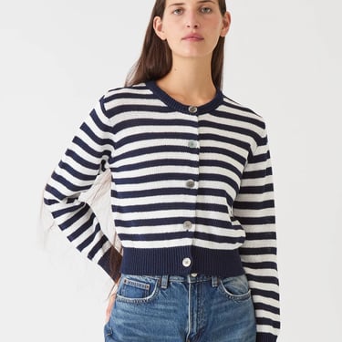 Savannah Striped Cardigan - Navy/Off-White