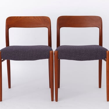 2 vintage chairs Niels Moller, model 75, teak, 1950s, Danish vintage 