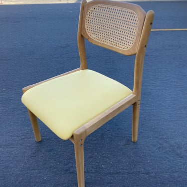 Set of 4 Butter Yellow Dining Cane Chairs