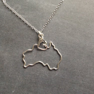 Australia Necklace in Silver or Gold - Custom Country Necklace - Australia Outline Necklace - Travel Necklace - Australia Map Necklace 