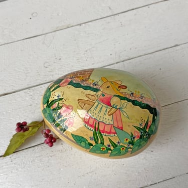 Vintage German Mache Easter Egg // Easter Egg Trinket Box, Easter Egg Candy Tray // Perfect Gift 