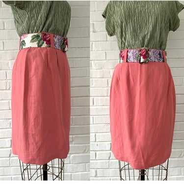 1990's Size 6/8 Pink Linen Skirt 