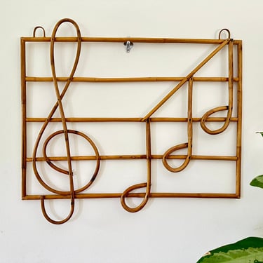 Vintage Rattan Musical Notes - Music Room Wall Decor 