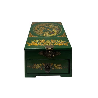 Small Chinese Oriental Green Dragon Phoenix Mirror Jewelry Box ws2825E 