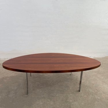 Large Scandinavian Modern Rosewood And Chrome Oval Coffee Table