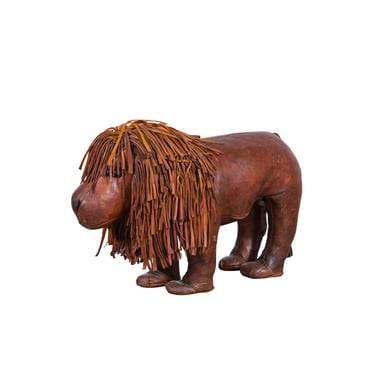 Abercrombie and Fitch Leather Lion Footstool by Dimitri Omersa