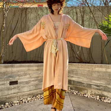 Hounds Of Love Embroidered Silk Robe