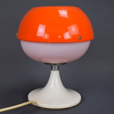 Space Age Orange Table Lamp, Vintage Plastic Light, Atomic Design Light, Yugoslavia from 1970's, Mid Century Plastic White Lamp, Retro Lamp 