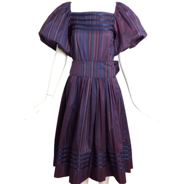 ALBERT NIPON- 1981 Taffeta Stripe Dress, Size 8